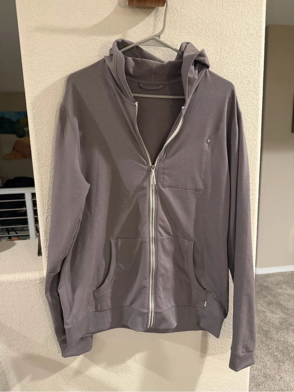 Men's Lightweight Hooded Zip Jacket in Gray